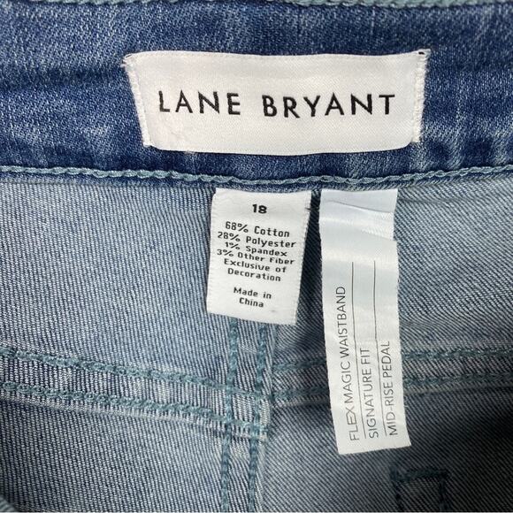 Lane Bryant Crochet Edge Mid Rise Pedal Pusher Jeans Sz.18 - Picture 9 of 15